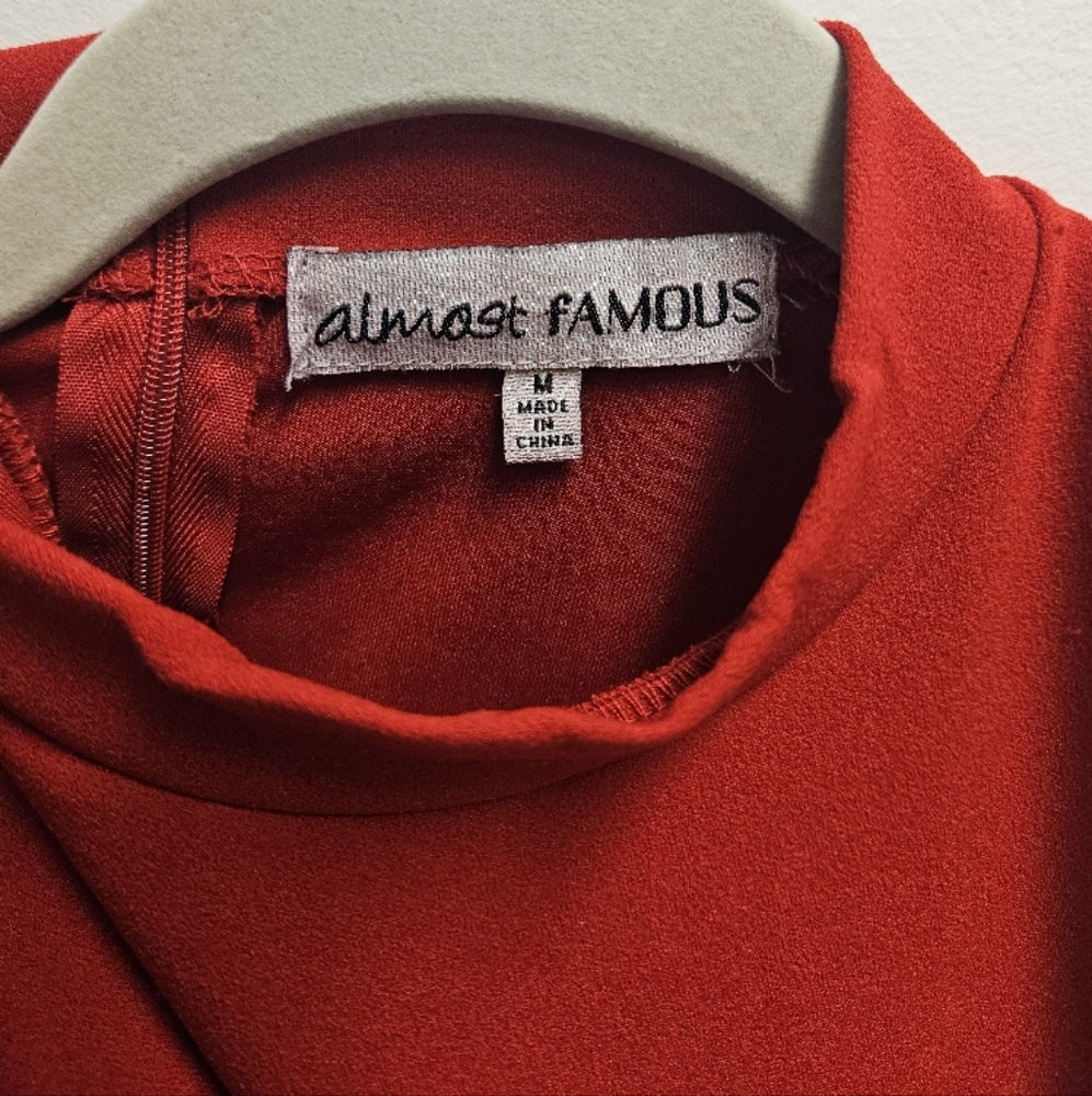 Almost Famous Red Ruffled Knee-Length Dress - Picture 3 of 5